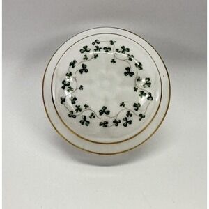 Royal Tara Ireland Shamrock Trinket Box Fine Bone China Galway Gold Trim Vintage